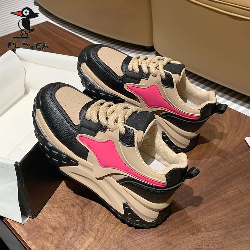 Damen Sportliche Chunky Sneakers mit atmungsaktiver Oberflächenstruktur und rutschfester Sohle EB