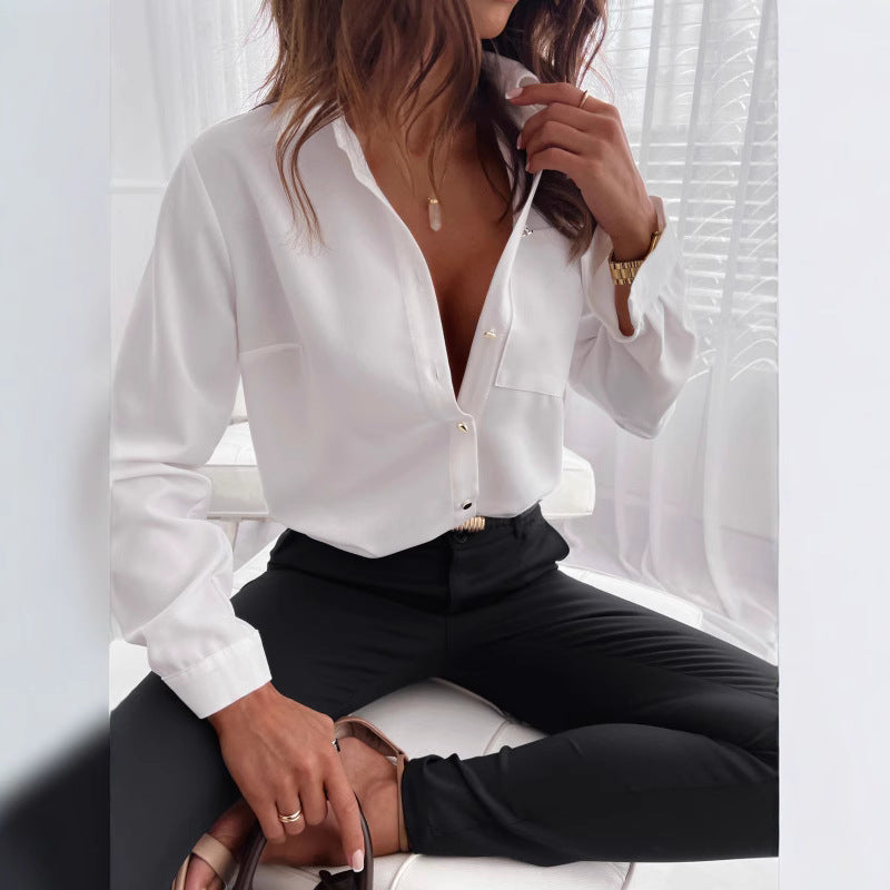 Damen Langarmbluse mit modernem Streifenmuster und eleganter Knopfleiste EB