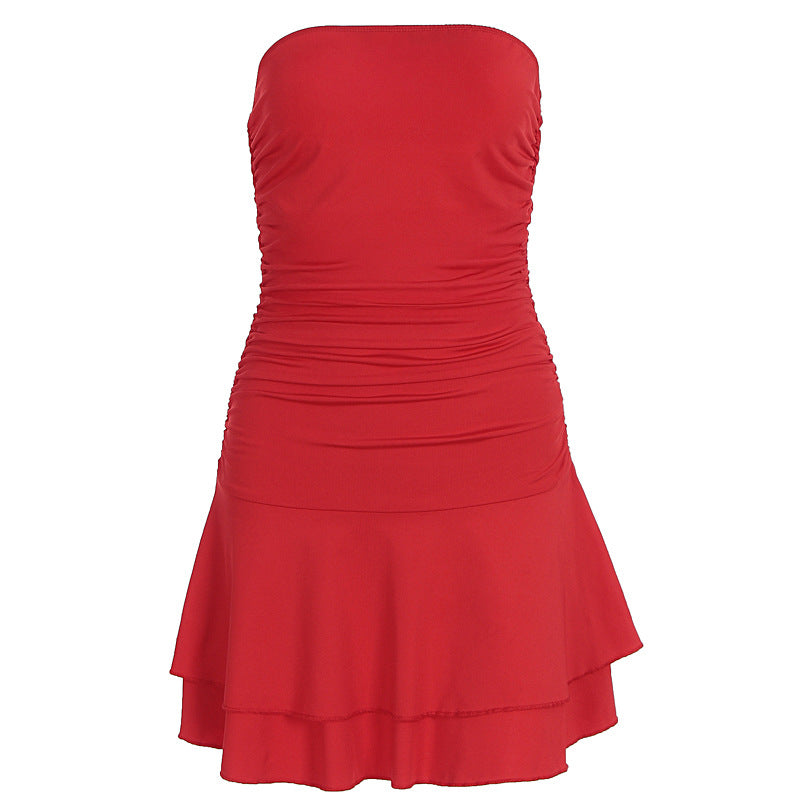 Damen figurbetontes Neckholderkleid mit steigendem Saum EB