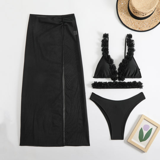 Damen Bikini-Set mit raffinierten Blumenapplikationen EB