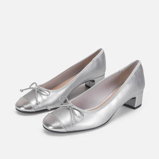 Damen Ballerinas mit elegantem Schleifendetail und glänzendem Obermaterial EB