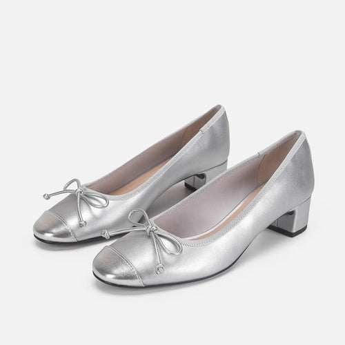 Damen Ballerinas mit elegantem Schleifendetail und glänzendem Obermaterial EB