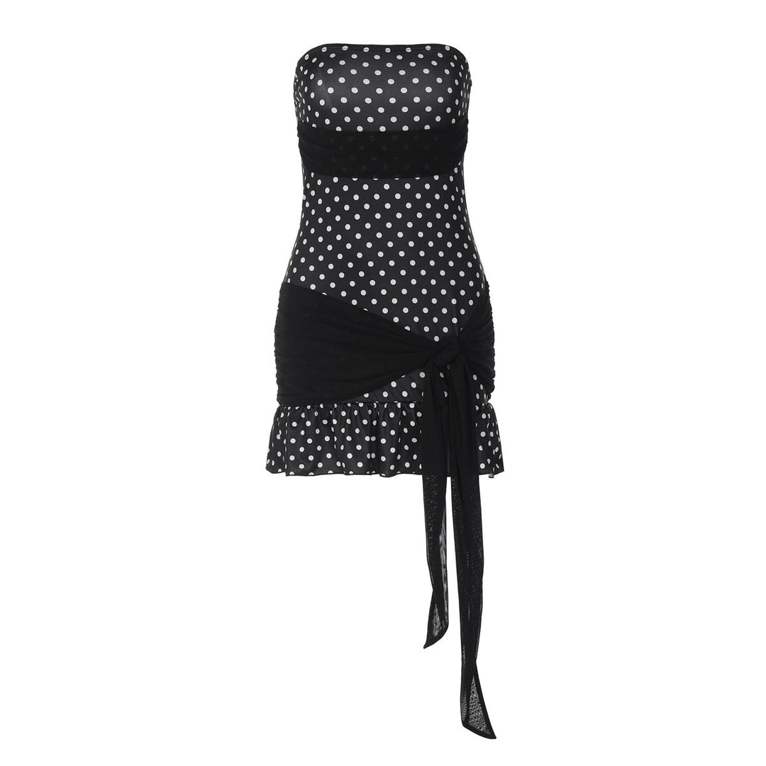 Damen Figurnahes Polka-Dot Kleid mit verspieltem Wickel-Design EB