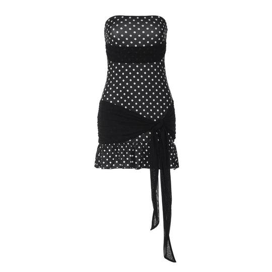 Damen Figurnahes Polka-Dot Kleid mit verspieltem Wickel-Design EB