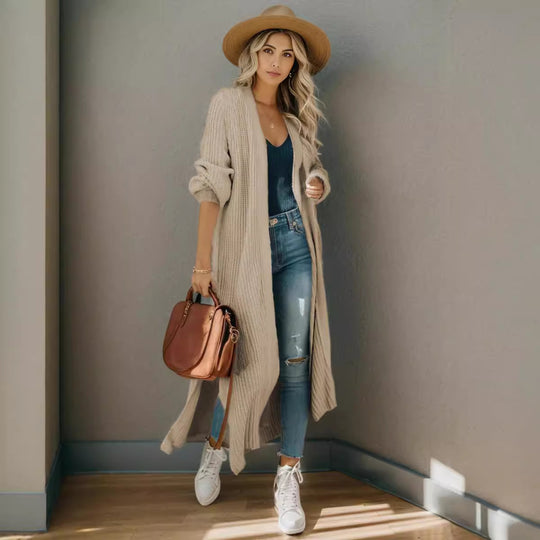 Damen Strickjacke mit offenem Design und lässiger Passform EB