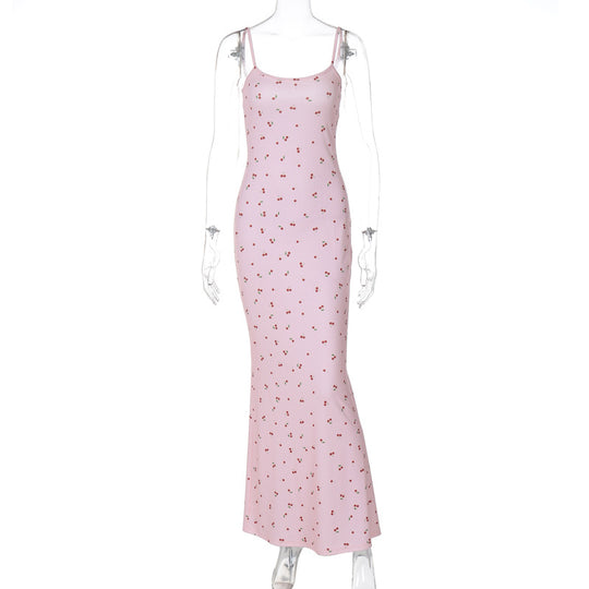Damen Figurnahes Maxikleid mit floralem Design und Spaghettiträgern EB