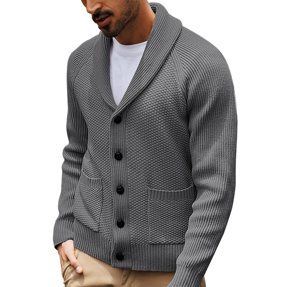 Herren Strickjacke mit Schalkragen und Taschen EB