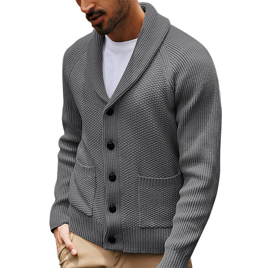 Herren Strickjacke mit strukturiertem Design und praktischem Schalkragen EB