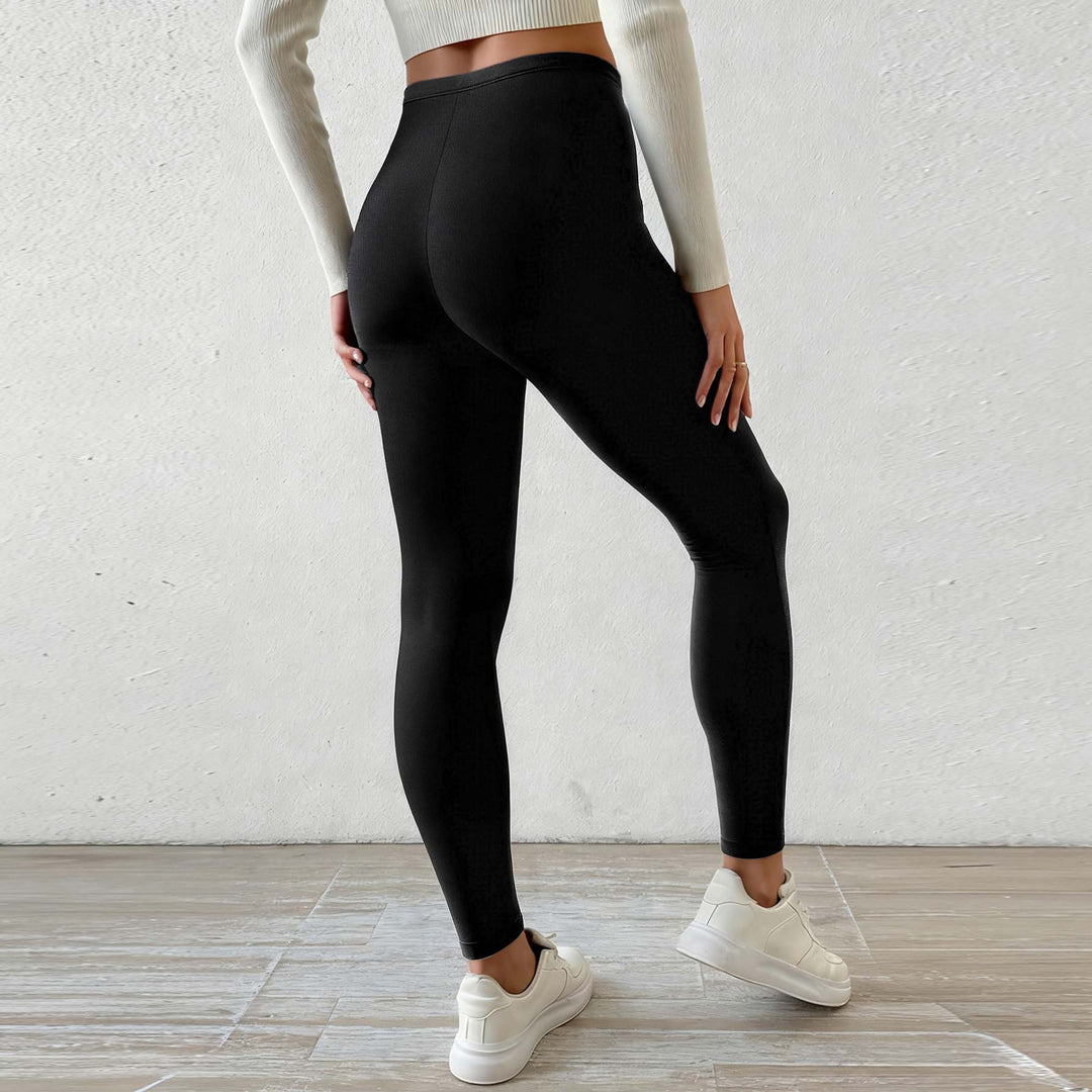 Damen Fleecegefütterte Leggings mit hohem Bund und Kordelzug EB
