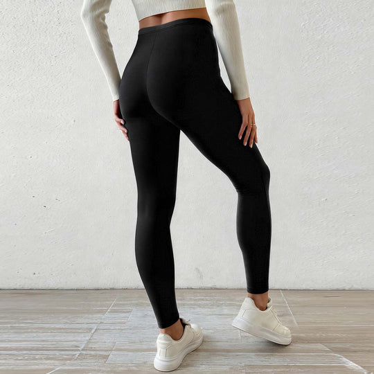 Damen Fleecegefütterte Leggings mit hohem Bund und Kordelzug EB