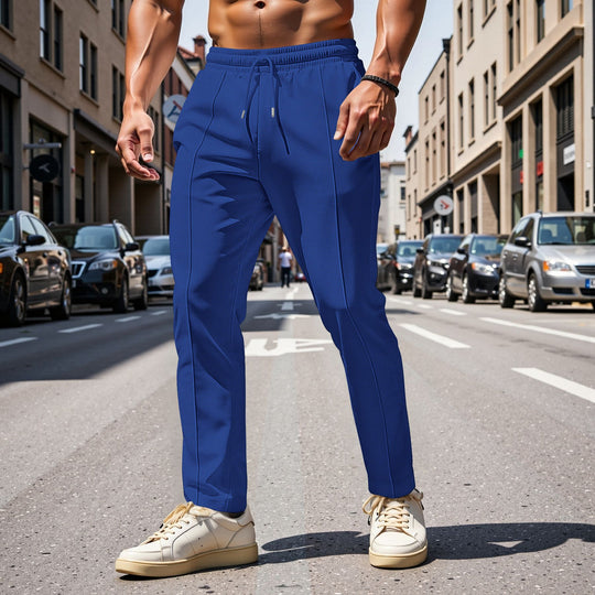 Herren elegante Freizeithose mit elastischem Bund und seitlichen Taschen EB
