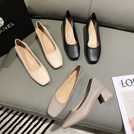 Damen elegante Blockabsatz-Pumps mit geschmeidiger Oberfläche EB