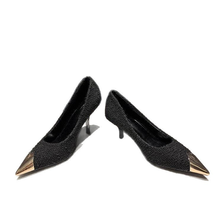 Damen elegante spitze Pumps mit metallic Akzenten EB