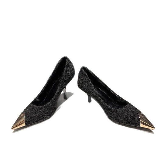 Damen elegante spitze Pumps mit metallic Akzenten EB
