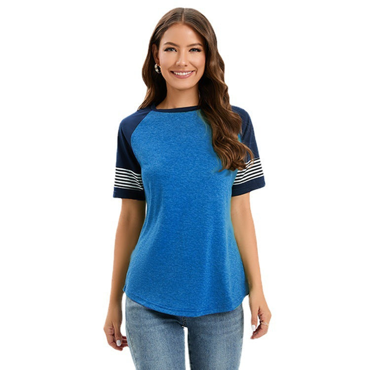 Damen sportliches Raglan-Shirt mit stilvollen gestreiften Ärmeln EB
