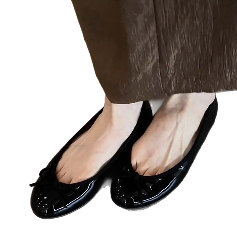 Damen Ballerinas aus glänzendem, strukturiertem Obermaterial EB
