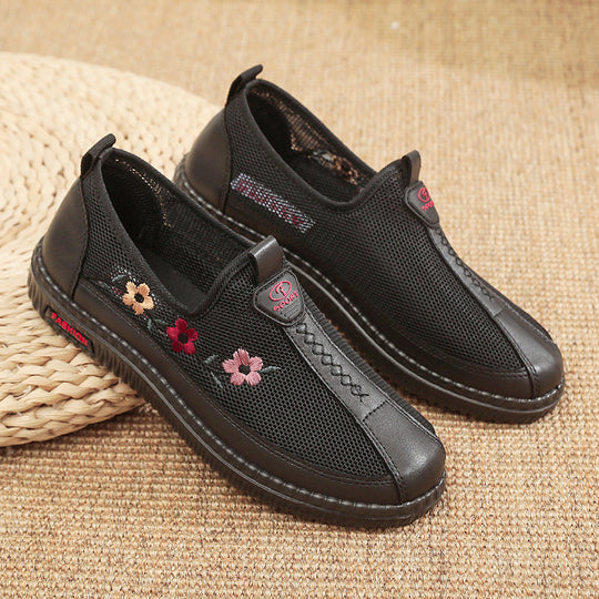 Damen Bequeme Slip-On Schuhe mit atmungsaktiver Netzstruktur und floralem Design EB