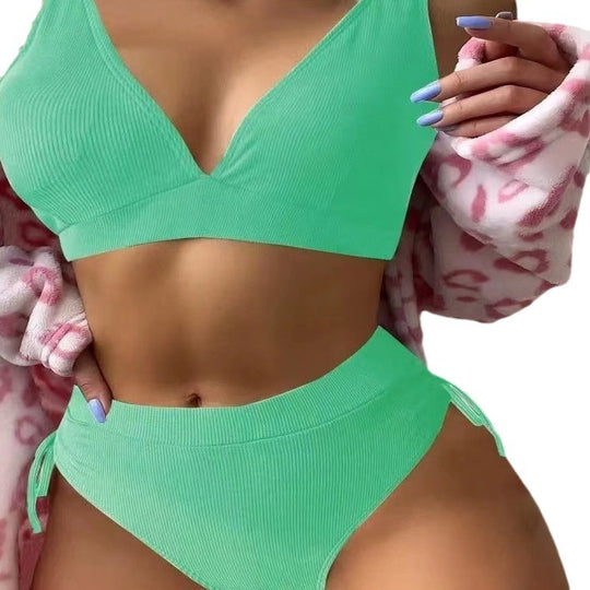 Damen Triangel-Bikini mit verstellbaren Trägern und hohem Bund EB