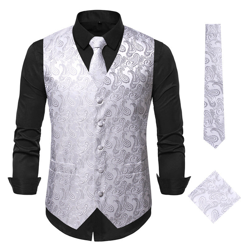 Herren elegante Anzugweste mit eleganten Paisley-Muster und passendem Zubehör EB
