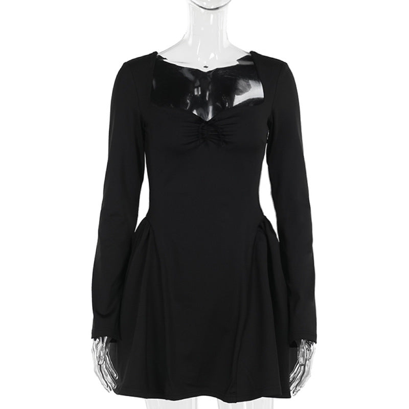 Damen knielanges Minikleid mit Puffärmeln und herzförmigem Ausschnitt EB