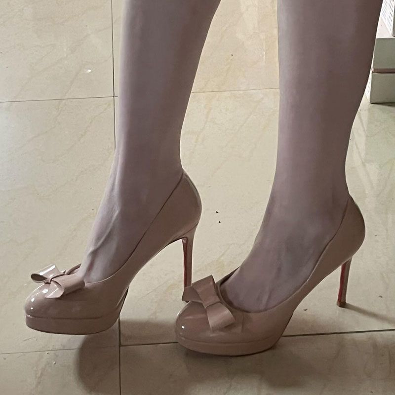 Damen elegante High Heel Pumps mit zarter Schleifenapplikation EB
