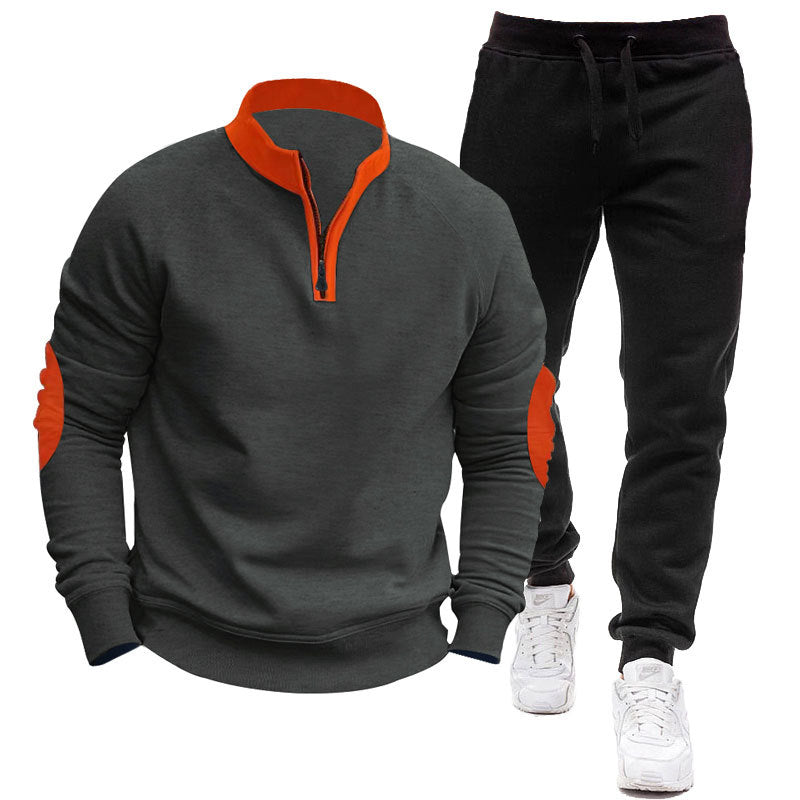 Herren Sportliches Hoodie- und Jogginganzug-Set mit kontrastierenden Ärmelakzenten EB