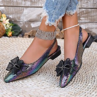 Damen Slingback-Schuhe mit funkelndem floralen Akzent und modischer Netzstruktur EB