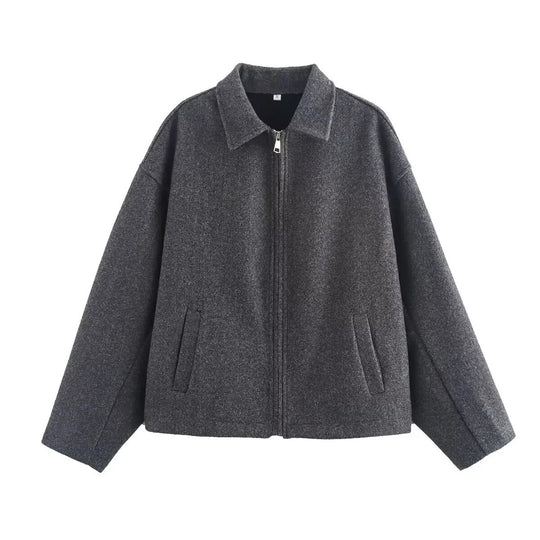 Damen lässige Fleecejacke mit hohem Kragen und praktischen Taschen EB