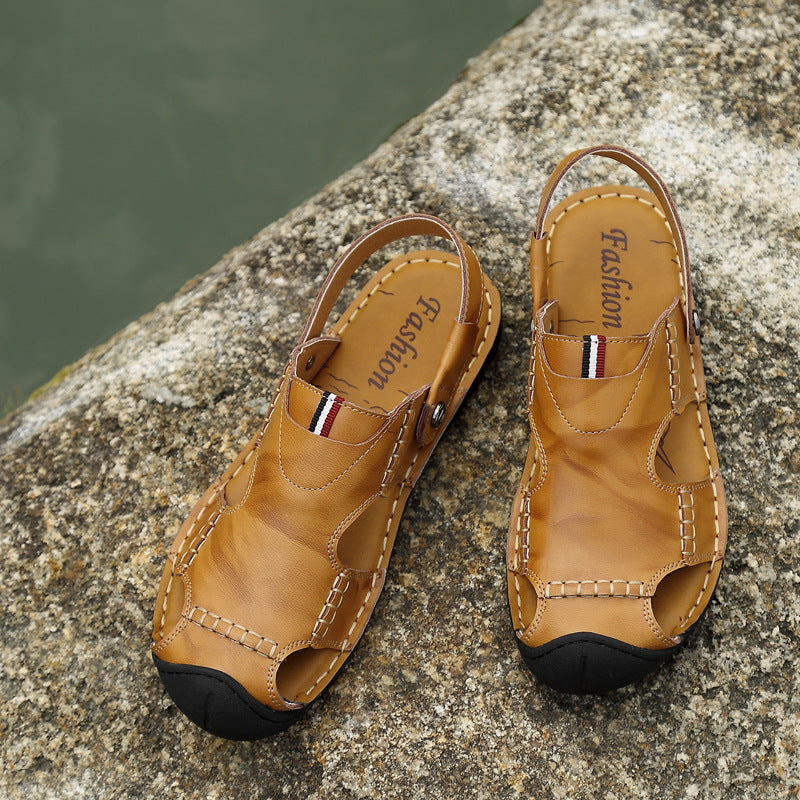 Damen Luxuriöse und atmungsaktive Ledersandalen mit verstellbarem Riemen EB