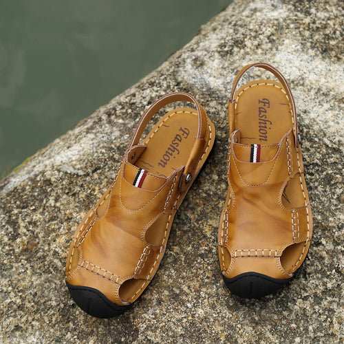 Damen Luxuriöse und atmungsaktive Ledersandalen mit verstellbarem Riemen EB