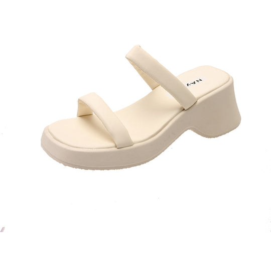Damen Plüschsandalen mit innovativem Plateau EB