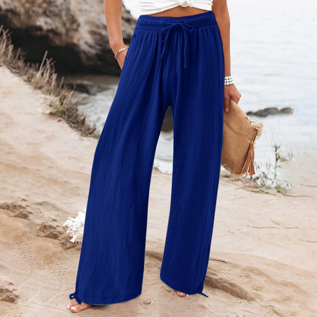 Damen Weite hose mit elastischem Bund und praktischen Taschen EB