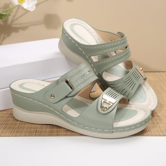 Damen Wedge-Sandalen mit verstellbarem Riemen und modischem Schnitt EB