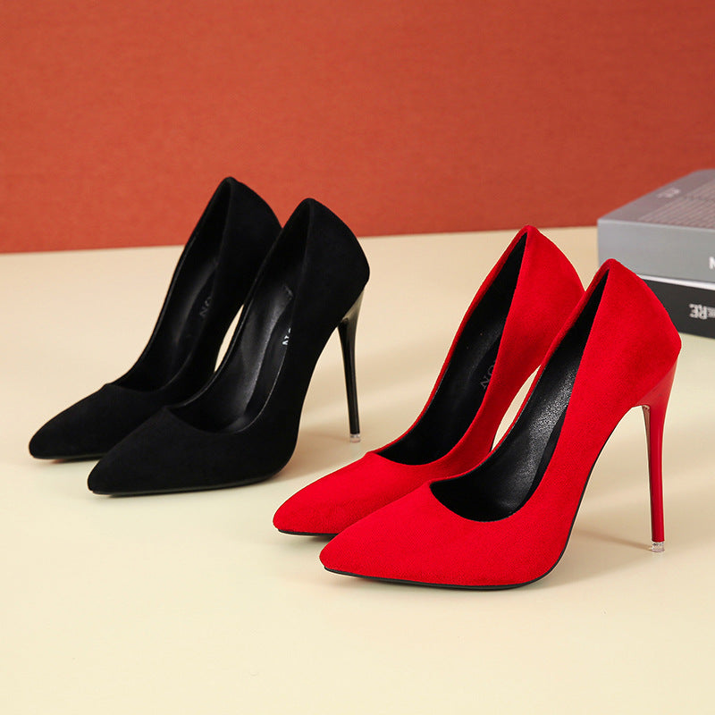 Damen nan spitze Stiletto-Pumps mit Samtoptik und gepolstertem Komfortfußbett EB