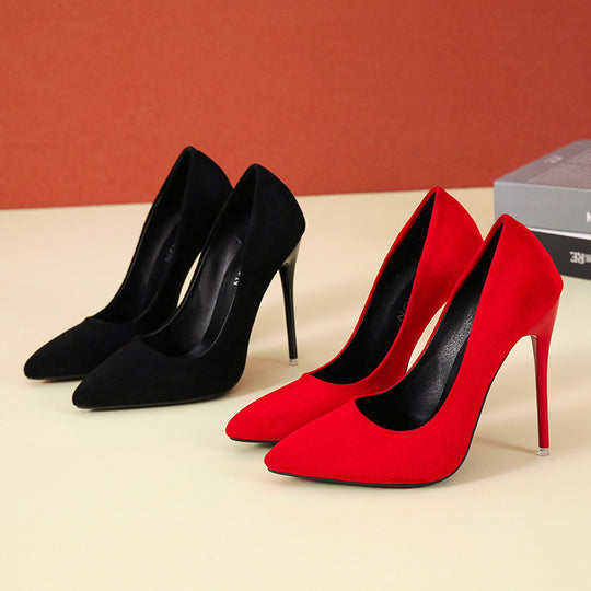 Damen nan spitze Stiletto-Pumps mit Samtoptik und gepolstertem Komfortfußbett EB