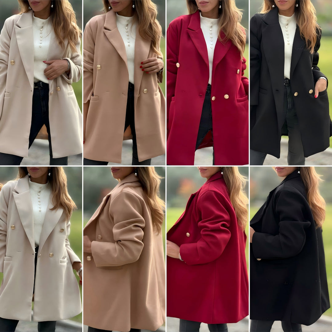 Damen Eleganter Langblazer mit herausragenden Knöpfen EB