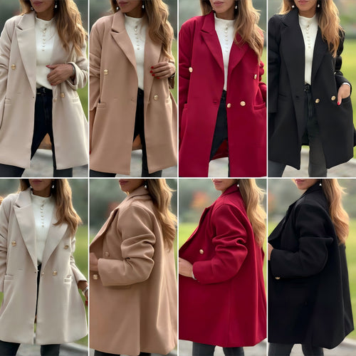 Damen Eleganter Langblazer mit herausragenden Knöpfen EB