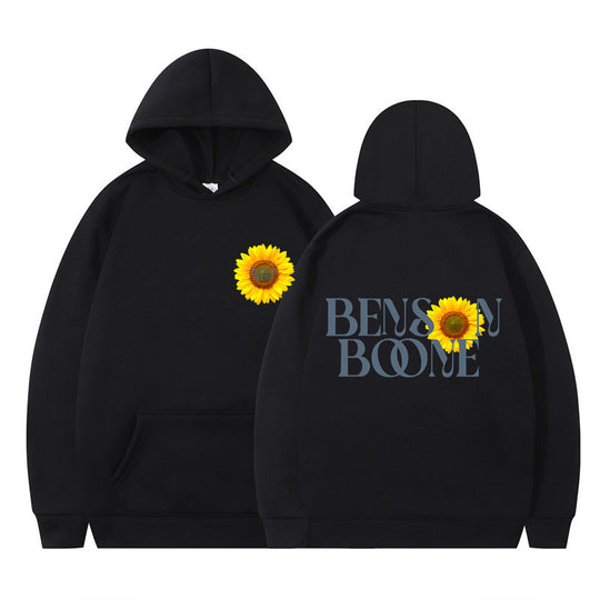 Damen Kapuzenpullover mit einzigartigem Sonnenblumenmotiv und bequemer Passform EB