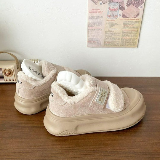 Damen Komfortable Sneaker mit weichem Fleece-Innenfutter und praktischem Klettverschluss EB