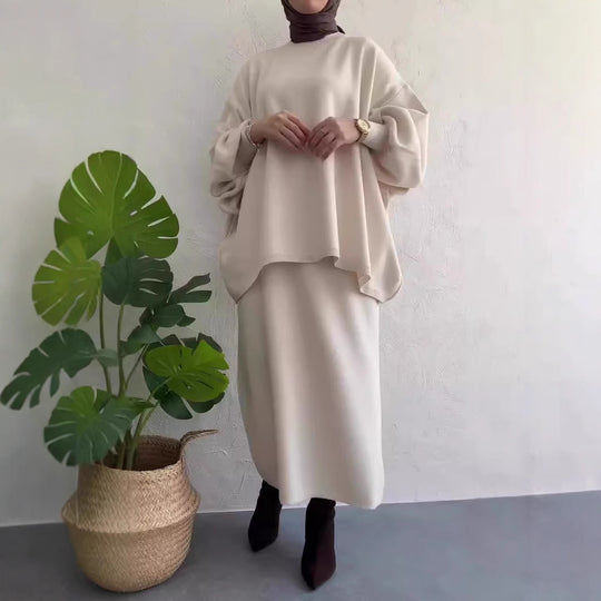Damen Oversized Sweatshirt mit edlem Midi-Rock EB