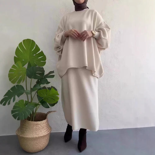 Damen Oversized Sweatshirt mit edlem Midi-Rock EB