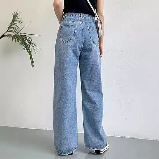 Damen Weit geschnittene high-waist Jeans mit klassischem Look EB