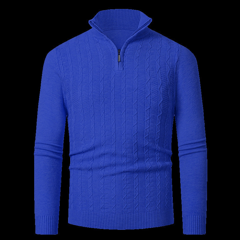 Herren Strickpullover mit modernem Kragen und Reißverschluss EB