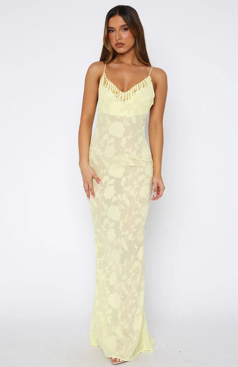Damen Elegantes Transparentes Wickelkleid mit floralem Muster und funkelndem Ausschnitt EB