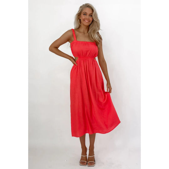 Damen Midikleid mit raffiniertem Schnitt und seitlichen Cut-Outs EB