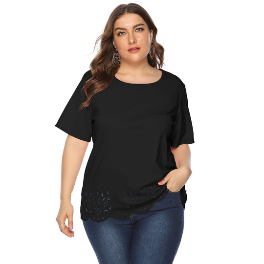 Damen luftiges Oberteil mit floralem Lochmuster EB