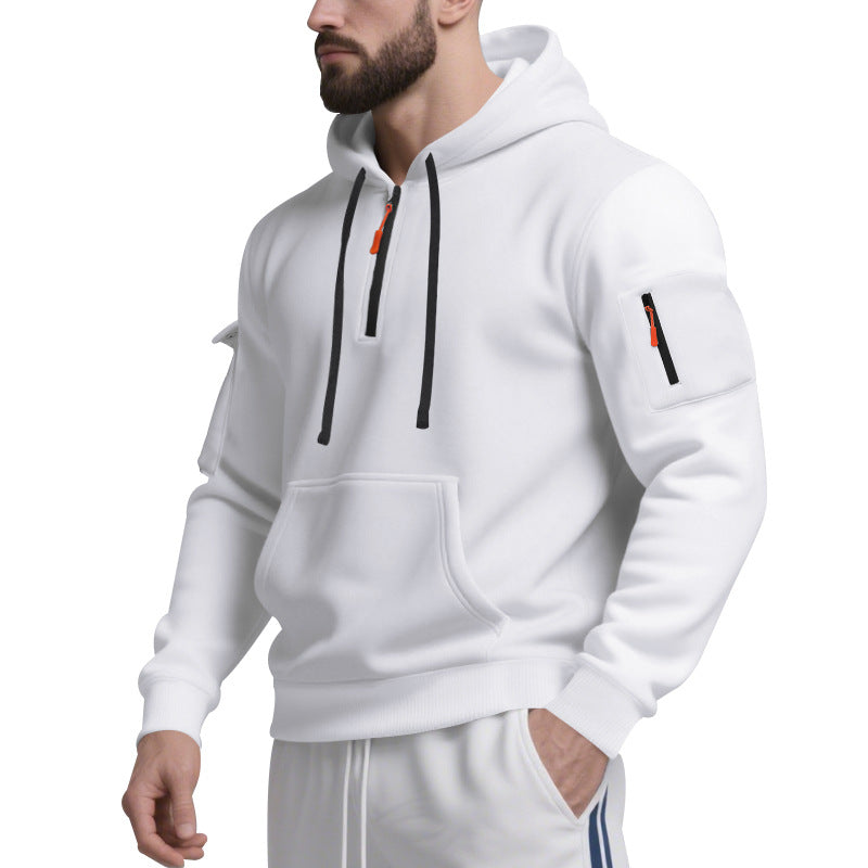 Herren Funktions-Hoodie mit halbem Reißverschluss und praktischen Taschen EB