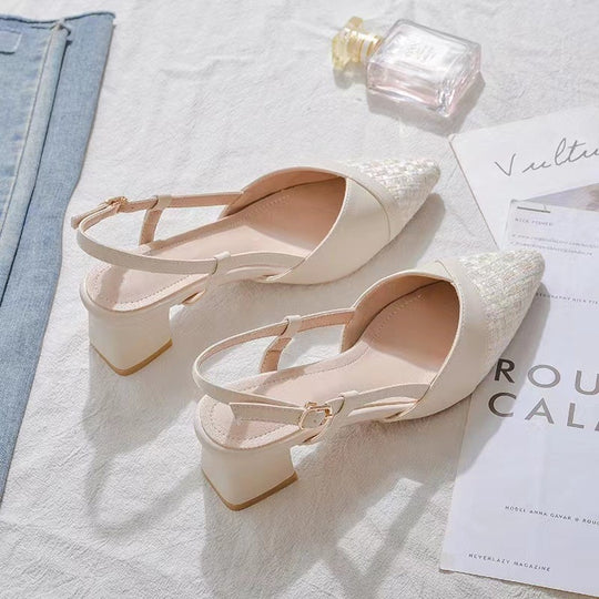 Damen Slingback Sandaletten mit elegantem Design und verziertem Absatz EB