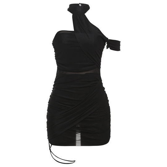 Damen figurbetontes Minikleid mit Rüschendetails und elegantem Wickeldesign EB