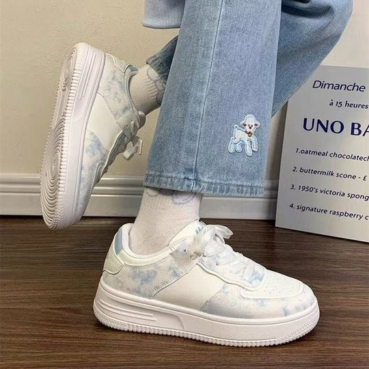 Damen Sneakers mit Wasserfarbigem Muster und dämpfendem Sohlenprofil EB